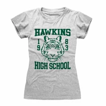 Stranger Things 4 HAWKINS HIGH SCHOOL női póló világos szürke Stranger Things 4 HAWKINS HIGH SCHOOL női póló világos szürke