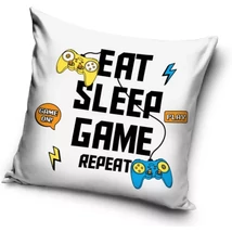 Eat Sleep Game Repeat Gamer Párna Game 40cm x 40cm