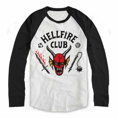 Stranger Things 4 Hellfire Club Hosszú Ujjú Póló fehér-fekete XL méret 