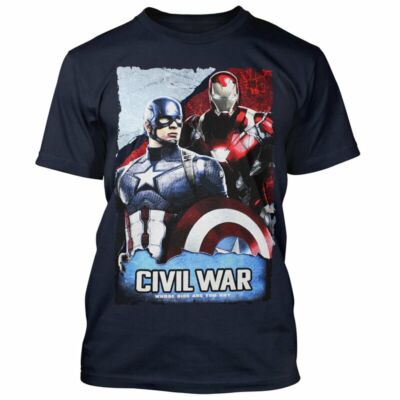 Marvel Amerika kapitány Captain America & Iron Man Vasember Melyik oldalon állsz? póló